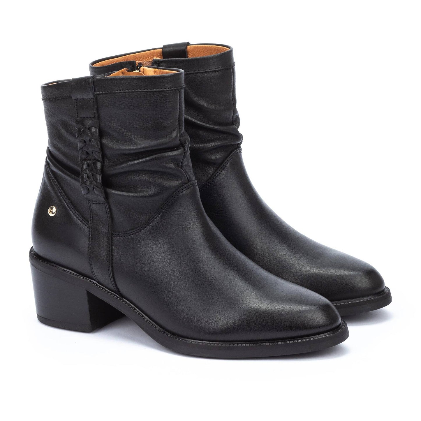 Pikolinos Women's Bararot W2D-8891 Leather Slouch Ankle Boots Black