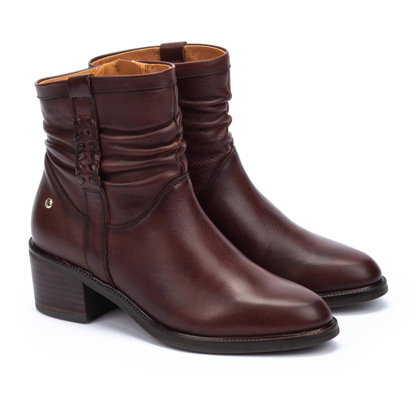 Pikolinos Women's Bacarot W2D-8891 Leather Slouch Ankle Boots Caoba Brown