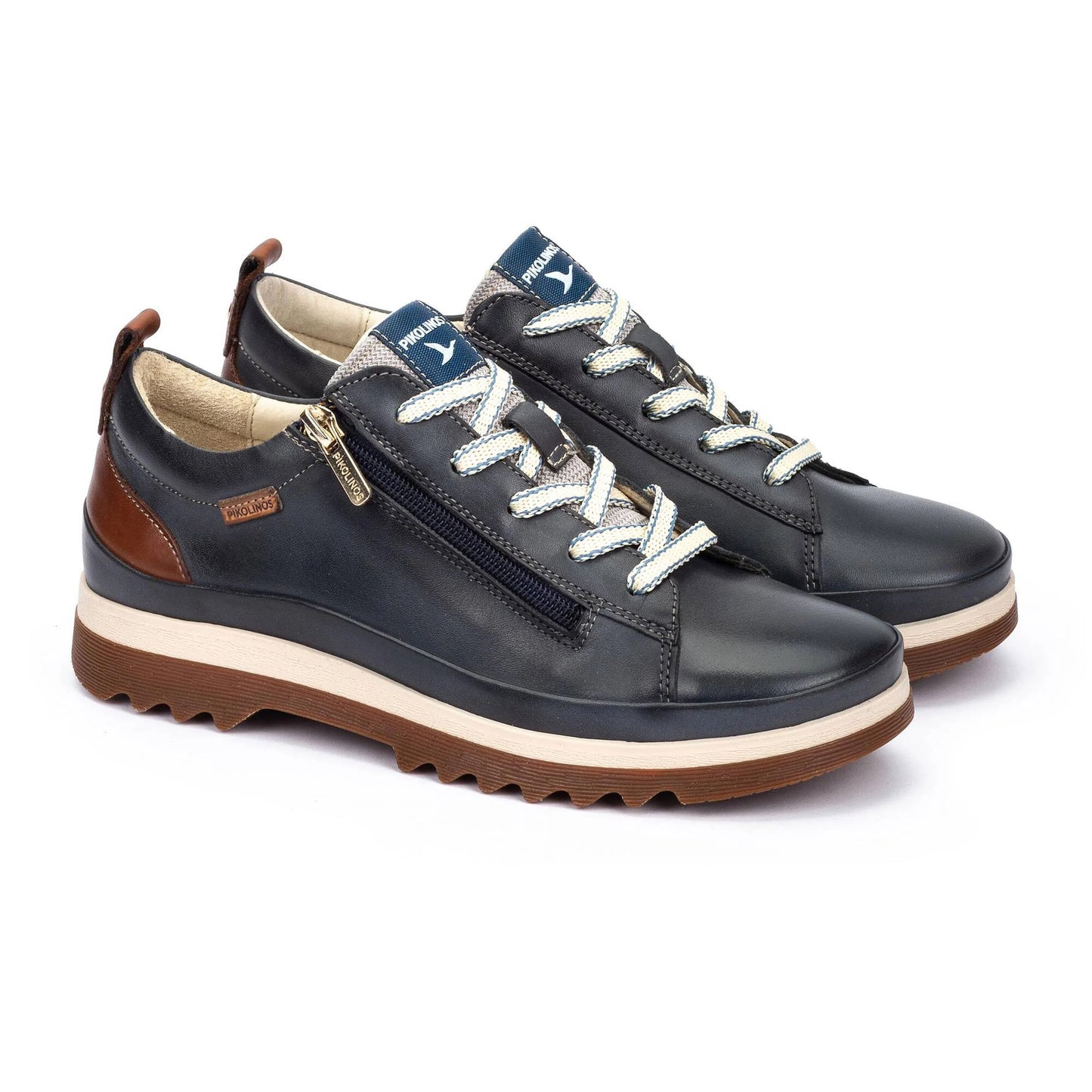 Pikolinos Women's Vigo W3W-6979 Leather Zip Casual Shoes Ocean Blue