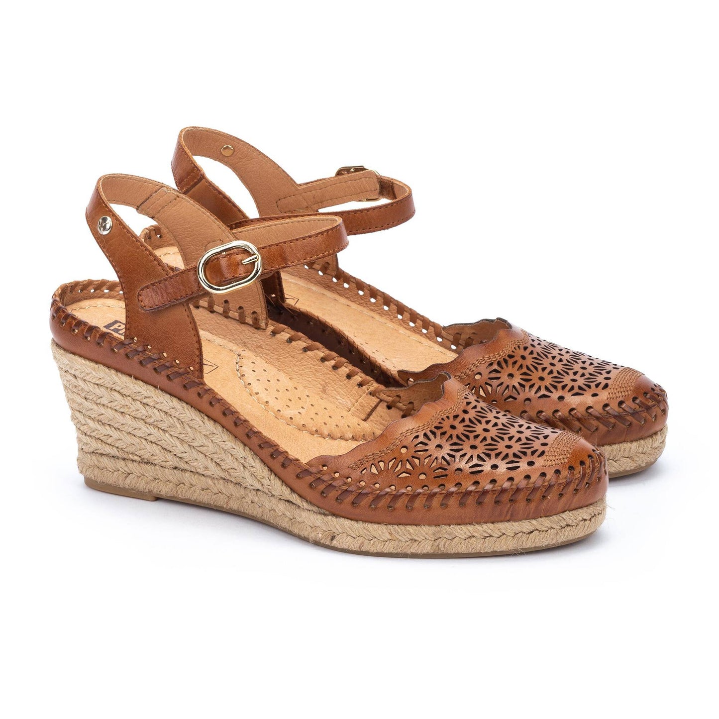 Pikolinos Women's W9Y-1508 Vila Jute Leather Wedge Sandals Brandy Brown