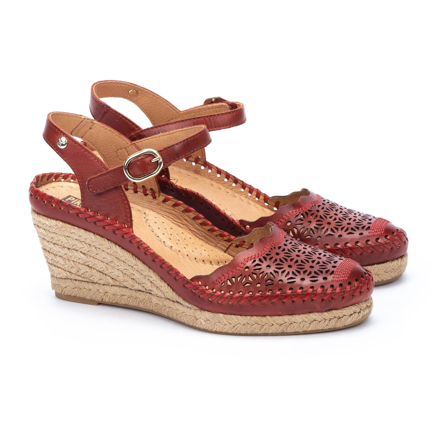 Pikolinos Women's W9Y-1508 Vila Jute Leather Wedge Sandals Sandia