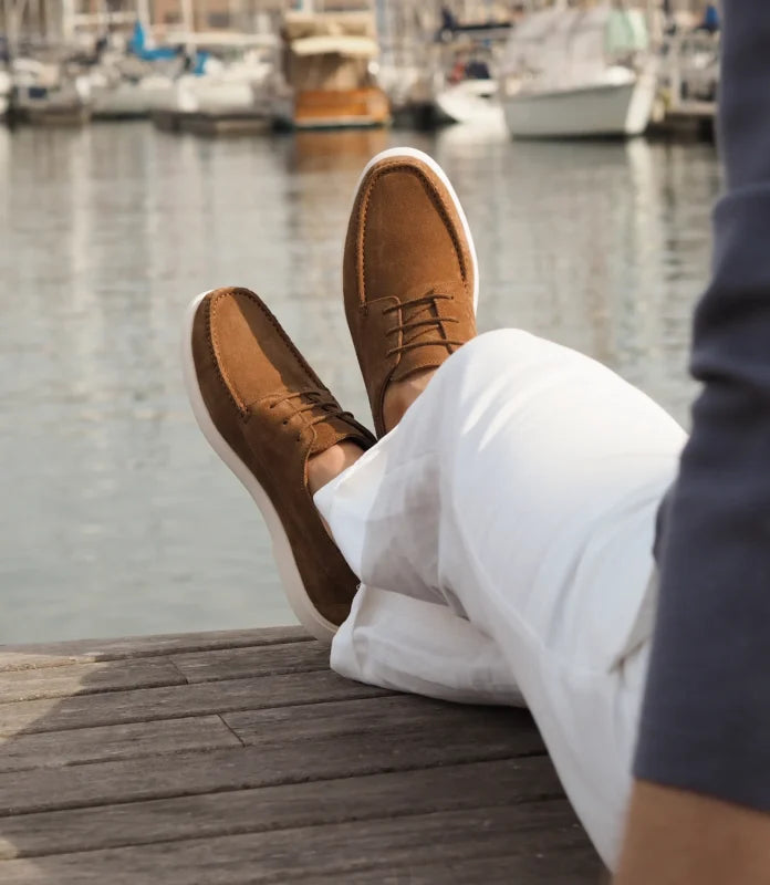 Loake Men's Sardinia Suede Leather Moccasin Boat Shoes Chestnut Brown