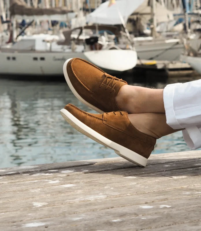 Loake Men's Sardinia Suede Leather Moccasin Boat Shoes Chestnut Brown