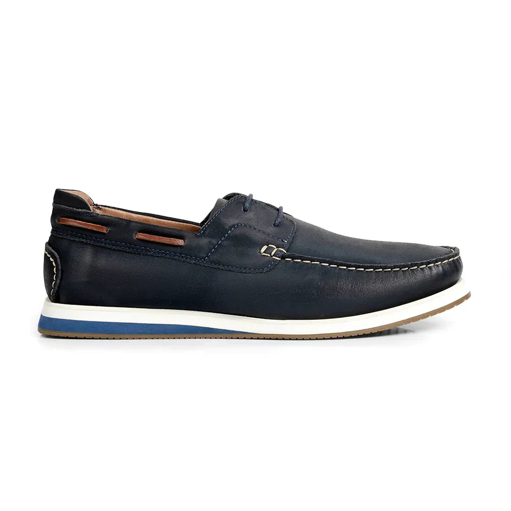 Anatomic Men's Costa Leather Boat Shoes Navy Blue