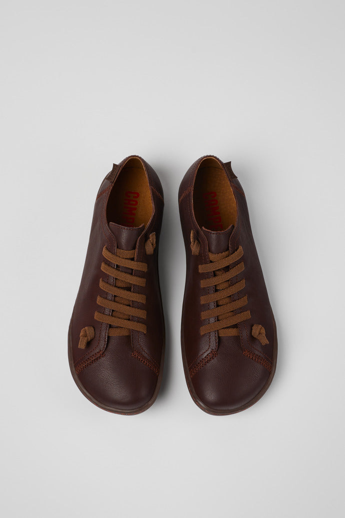 Camper Women's 20848 Peu Leather Lace-Up Casual Shoes Cola Brown