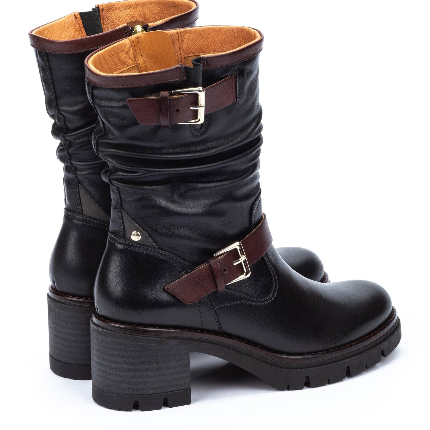 Pikolinos Women's Soria WOB-8534C1 Leather Biker Boots Black