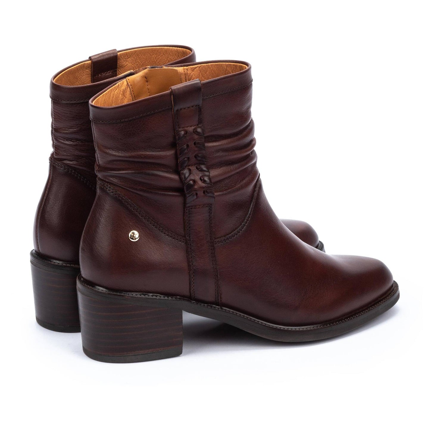Pikolinos Women's Bacarot W2D-8891 Leather Slouch Ankle Boots Caoba Brown