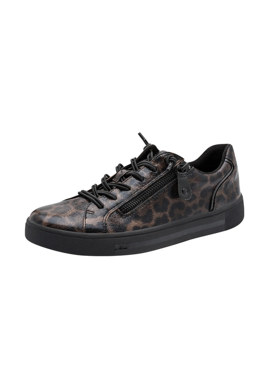 Jana Women's 8-23661-42 Zip Structure Sneakers - Dark Leopard