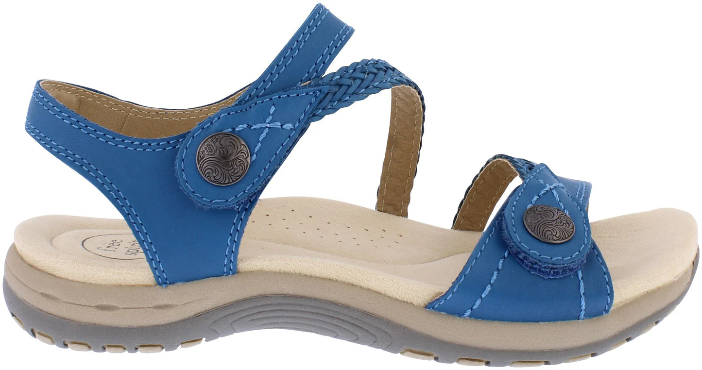 Free Spirit Women's 41070 Malibu Leather Sandals Ocean Blue