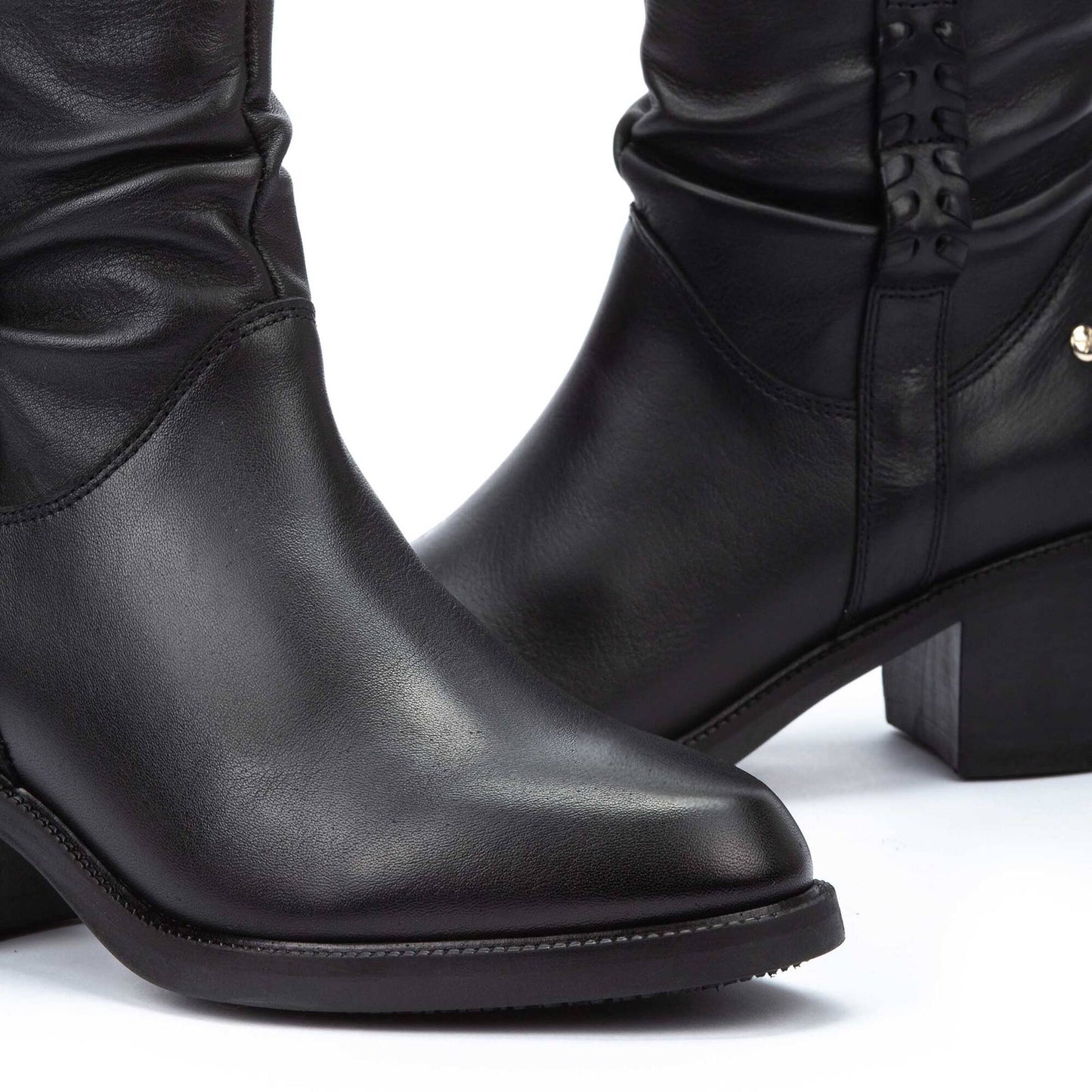 Pikolinos Women's Bararot W2D-8891 Leather Slouch Ankle Boots Black