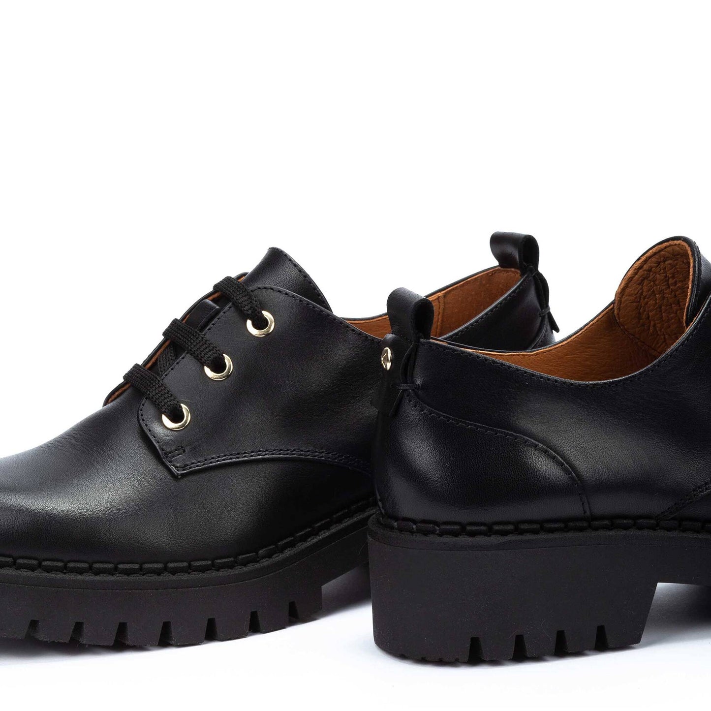 Pikolinos Women's Aviles W6P-4632 Leather Platform Derby Shoes Black