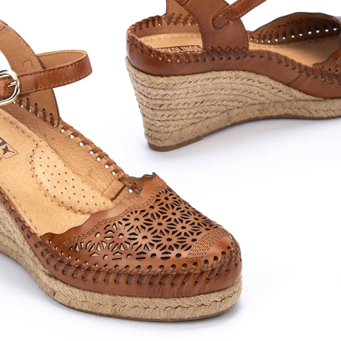 Pikolinos Women's W9Y-1508 Vila Jute Leather Wedge Sandals Brandy Brown