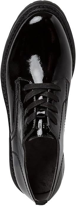 Jana Women's 8-23772-41 Leather Lace-Up Comfort Shoes Black Patent