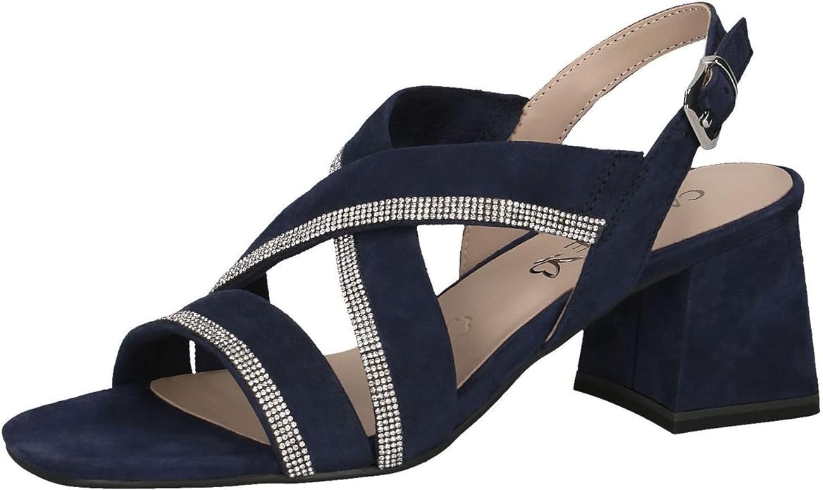 Caprice Women's 9-28300-42 Leather Block Heel Sandals Ocean Suede