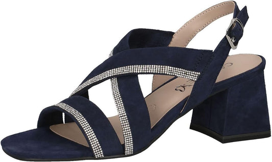 Caprice Women's 9-28300-42 Leather Block Heel Sandals Ocean Suede