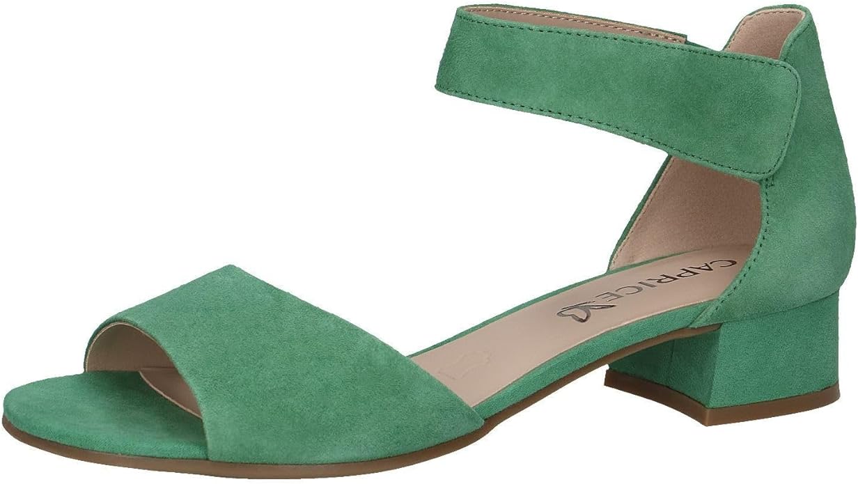 Caprice Women's 9-28212-42 Suede Leather Block Heel Sandals Green