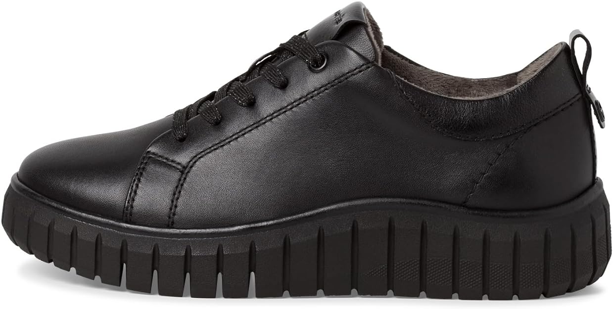 Jana Women's 8-83721-41 Leather Comfort Sneakers Black