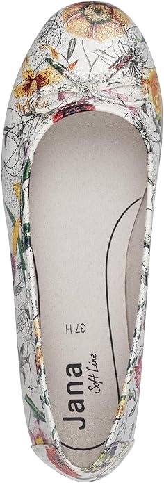 Jana Women's 8-22164-41 Softline Ballet Pumps White Flower