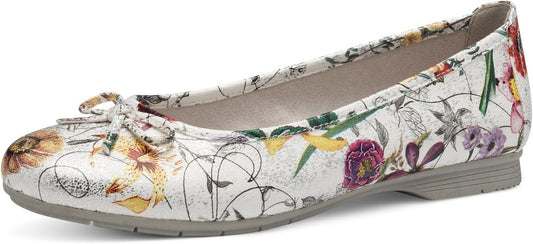 Jana Women's 8-22164-41 Softline Ballet Pumps White Flower