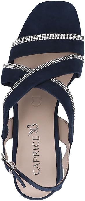 Caprice Women's 9-28300-42 Leather Block Heel Sandals Ocean Suede