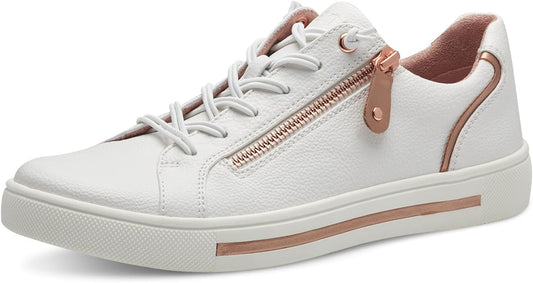 Jana Women's 8-23660-42 Zip Structure Sneakers White Rose Gold