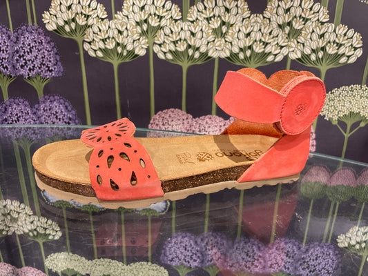 Yokono Women's Villa 086 Leather Flat Sandals Sunset Pink