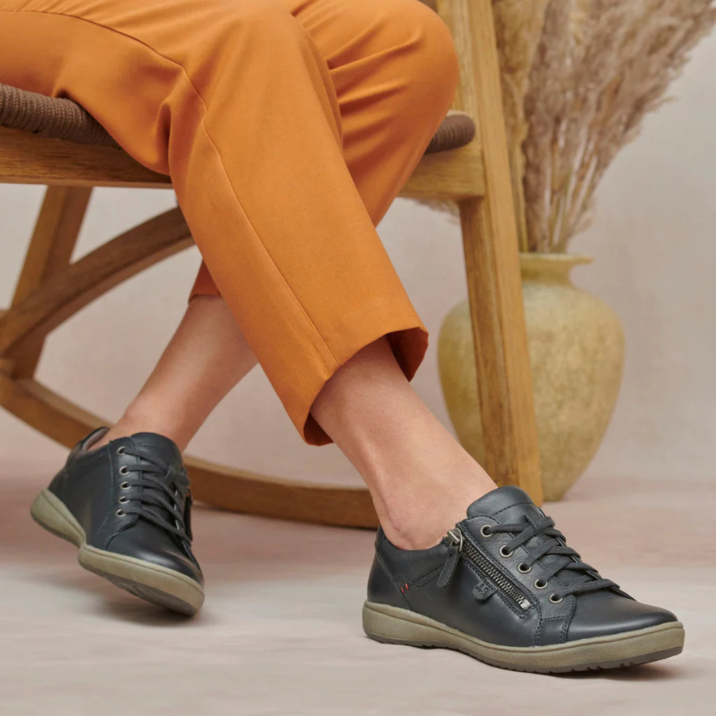 Josef Seibel Women's Caren 12 Leather Fashion Trainers Indigo Blue