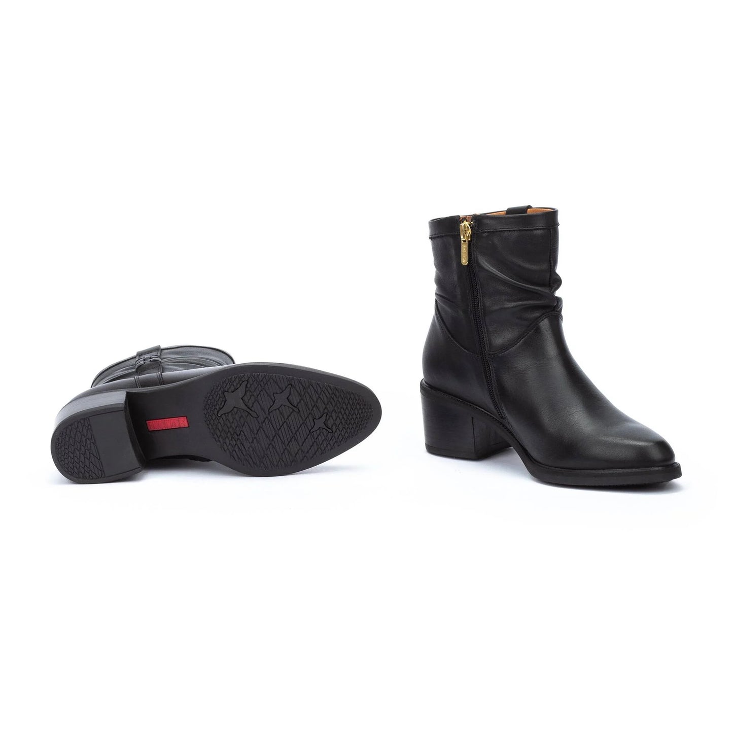 Pikolinos Women's Bararot W2D-8891 Leather Slouch Ankle Boots Black