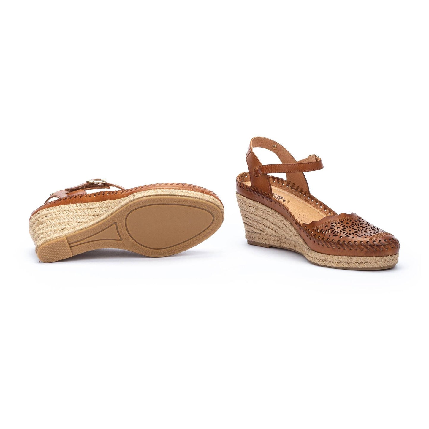 Pikolinos Women's W9Y-1508 Vila Jute Leather Wedge Sandals Brandy Brown