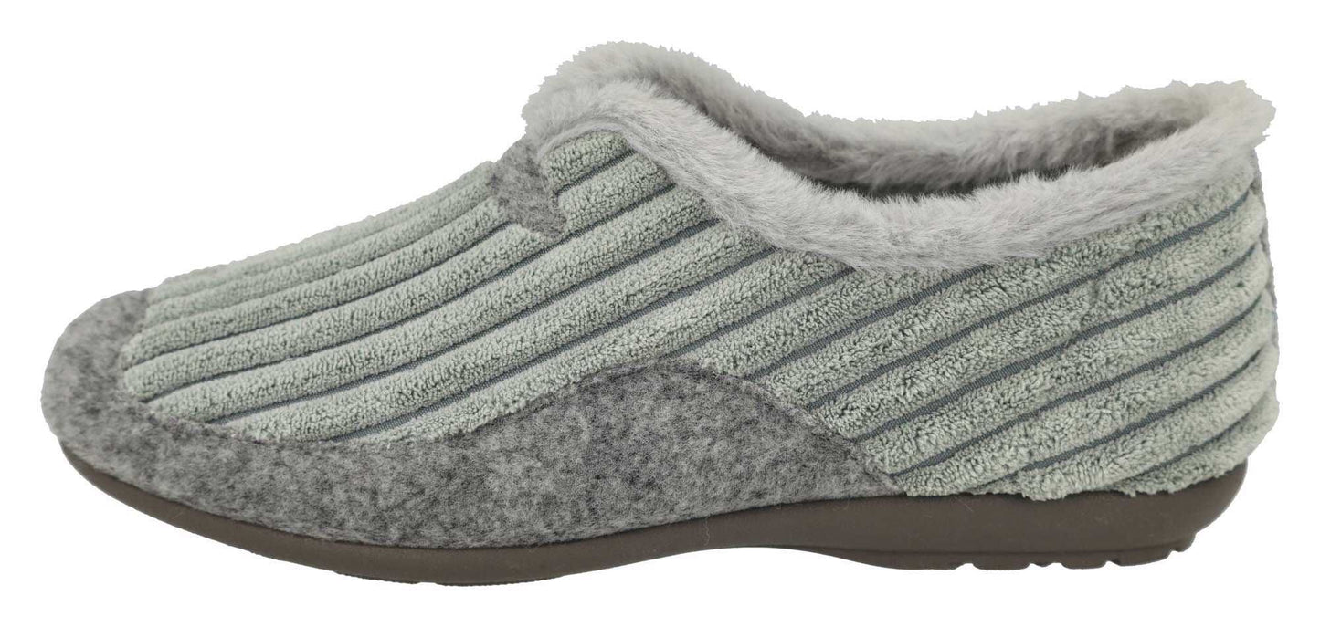 DB Wider Fit Women's Snug Slip-On Elasticated Slippers Aqua / Grey