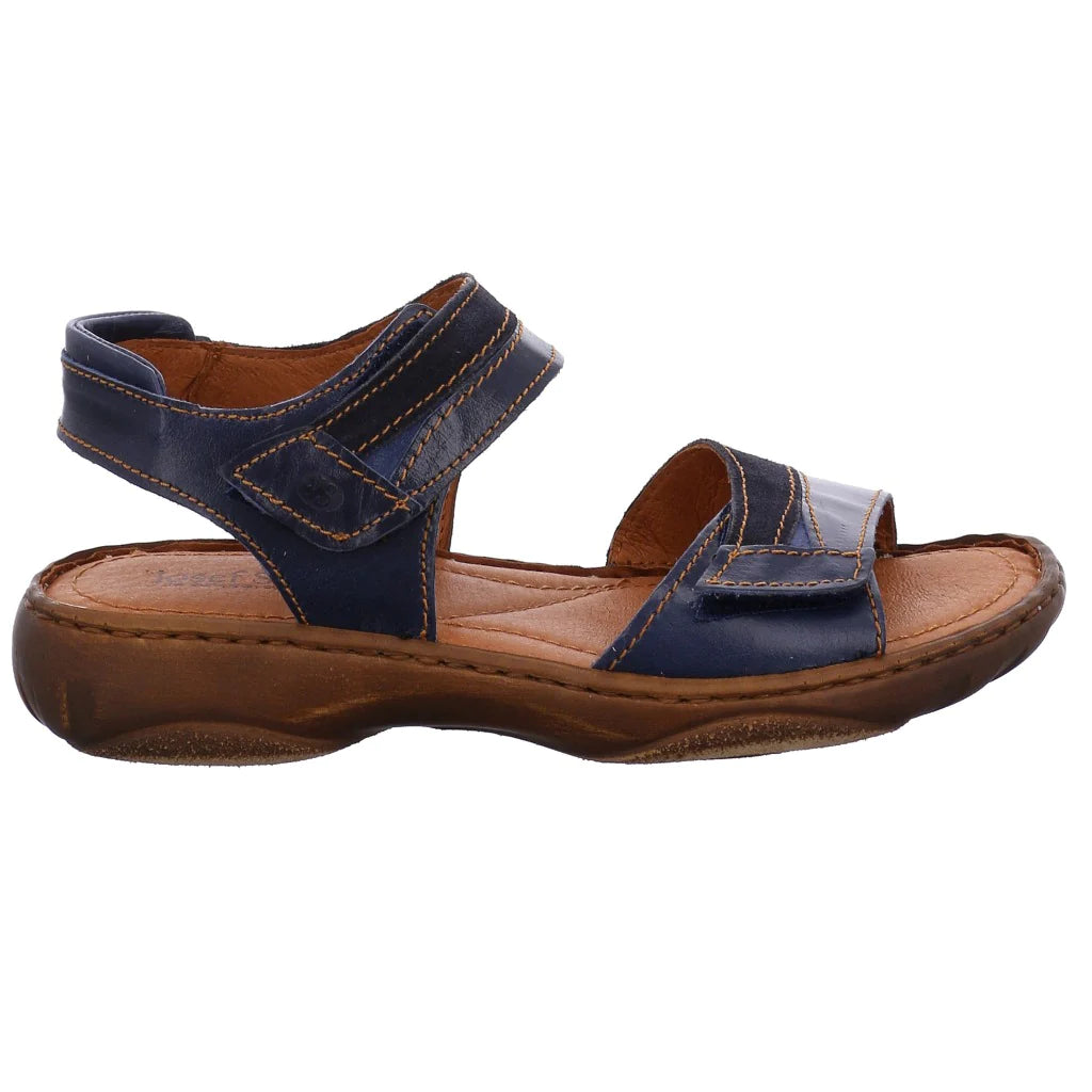 Josef Seibel Women's Debra 19 Leather Adjustable Sandals Denim Blue Combi