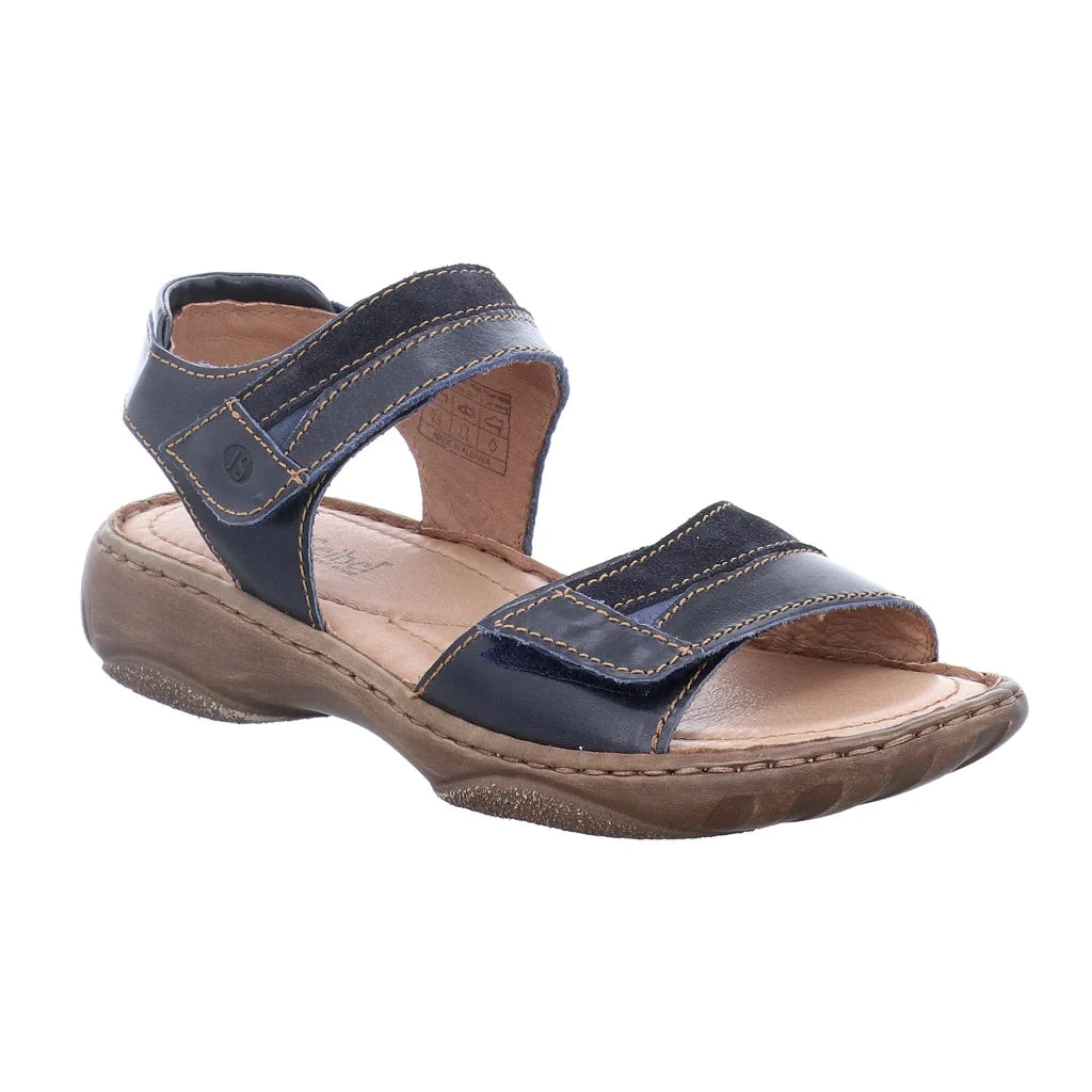 Josef Seibel Women's Debra 19 Leather Adjustable Sandals Denim Blue Combi