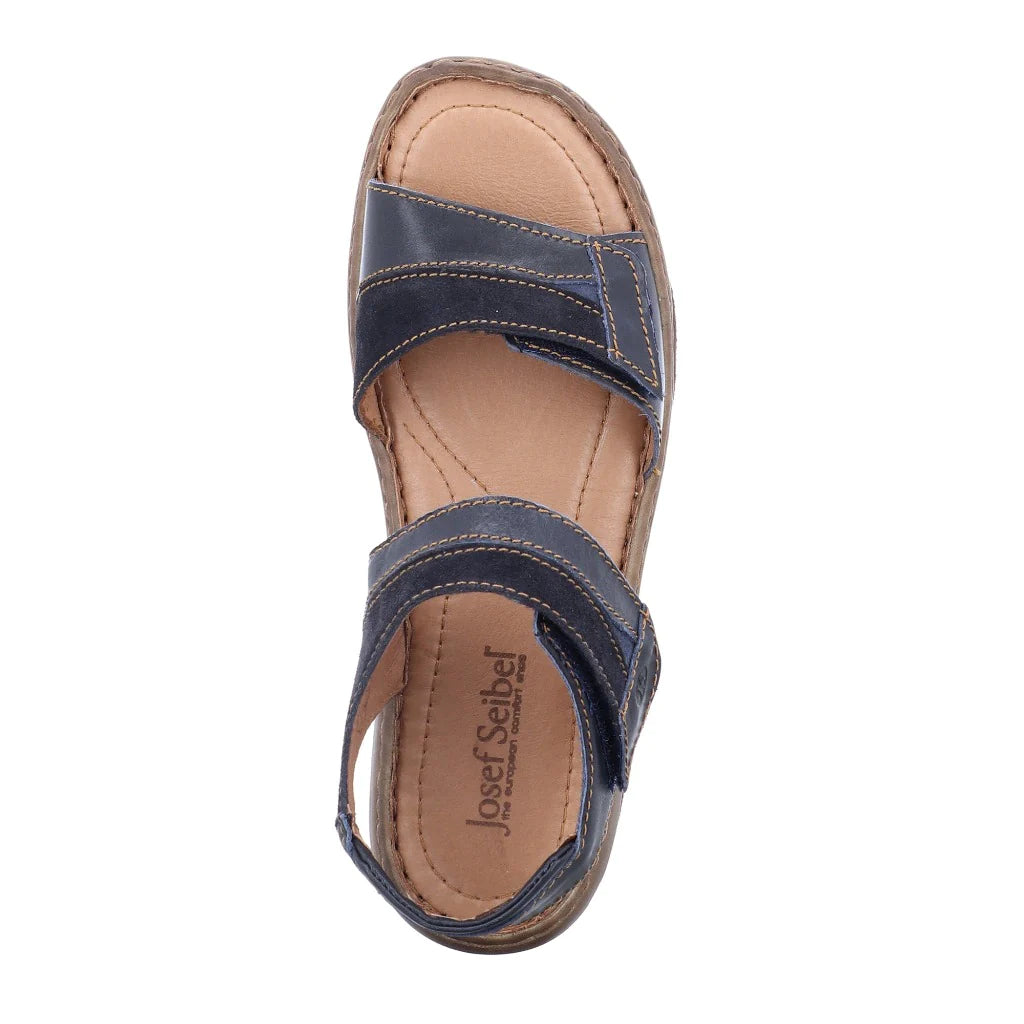 Josef Seibel Women's Debra 19 Leather Adjustable Sandals Denim Blue Combi
