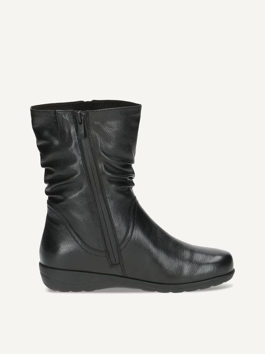 Caprice Women's 9-26456-43 Leather Zip Ankle Boots w/Lining Black Nappa