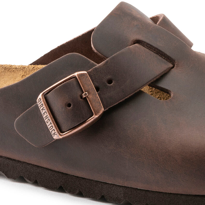 Birkenstock Unisex Boston Casual Clogs Oiled Leather Habana Brown