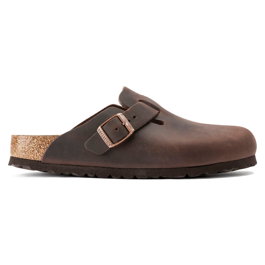 Birkenstock Unisex Boston Casual Clogs Oiled Leather Habana Brown