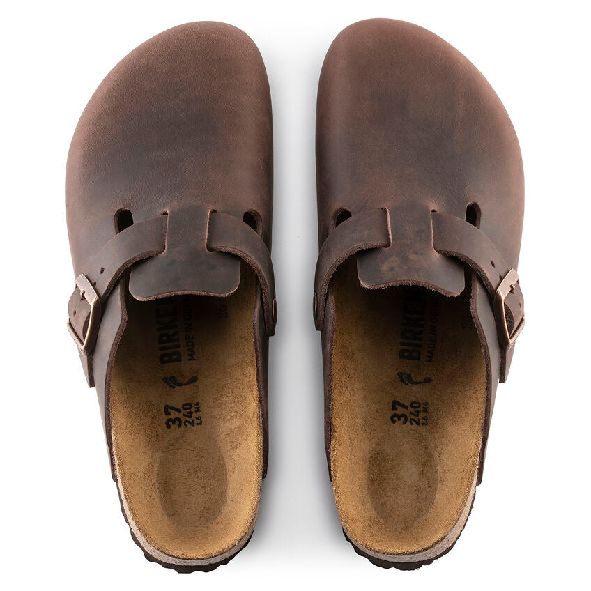Birkenstock Unisex Boston Casual Clogs Oiled Leather Habana Brown