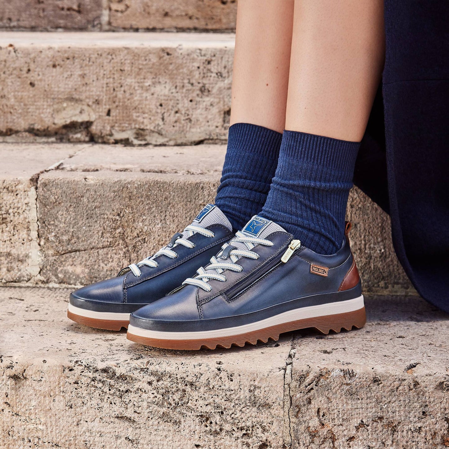 Pikolinos Women's Vigo W3W-6979 Leather Zip Casual Shoes Ocean Blue