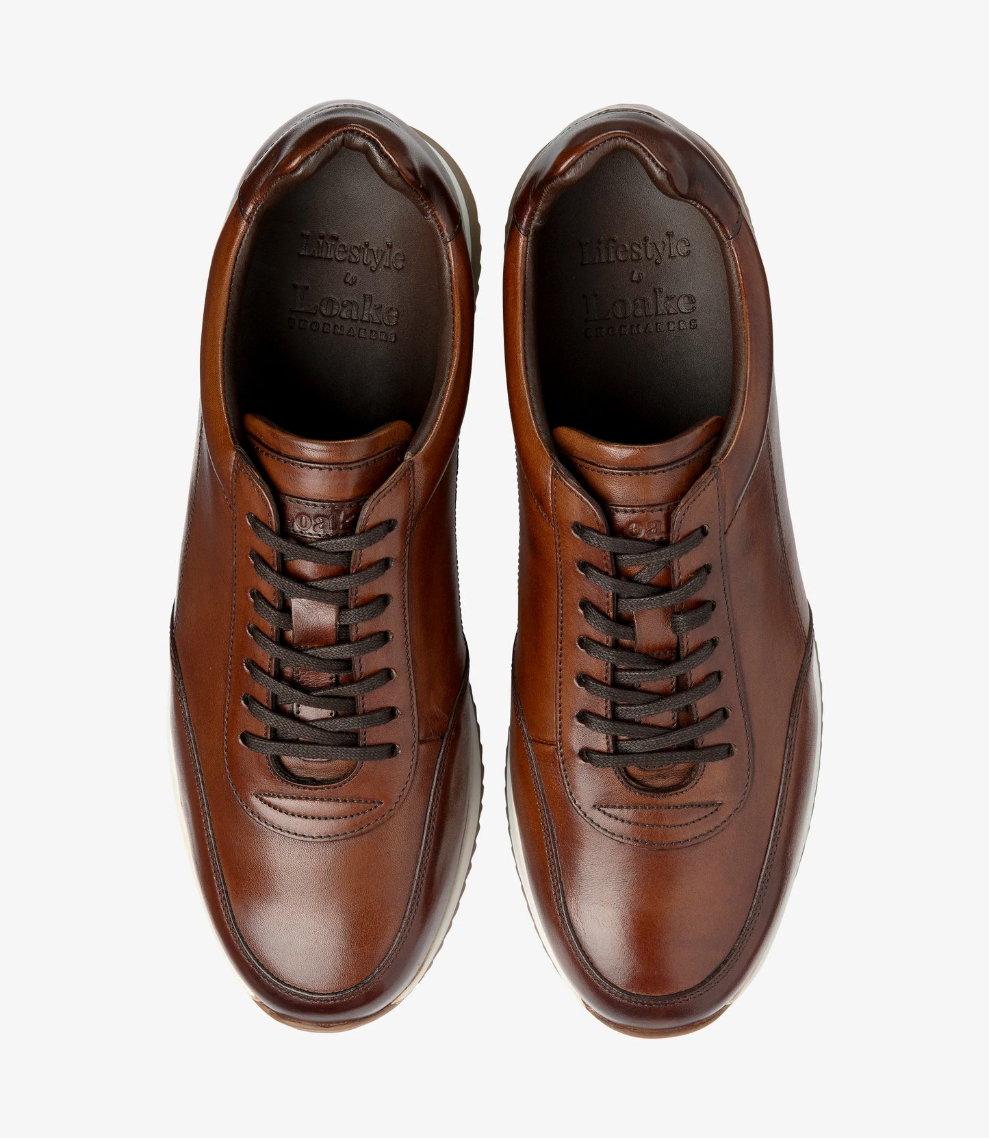 Loake Men's Bannister Calf Leather Premium Trainer Cedar Brown