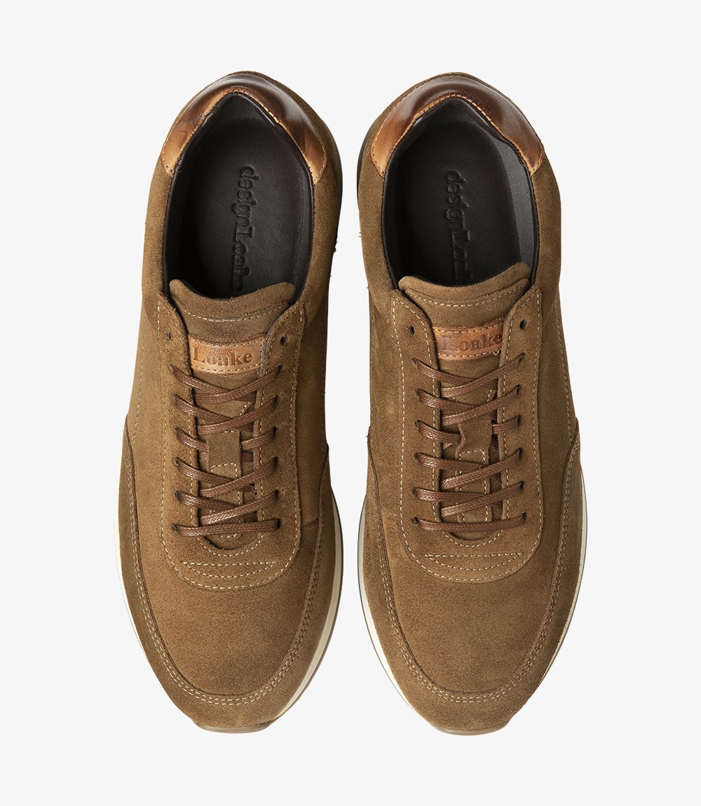 Loake Men's Bannister Suede Leather Premium Trainer Tan Brown
