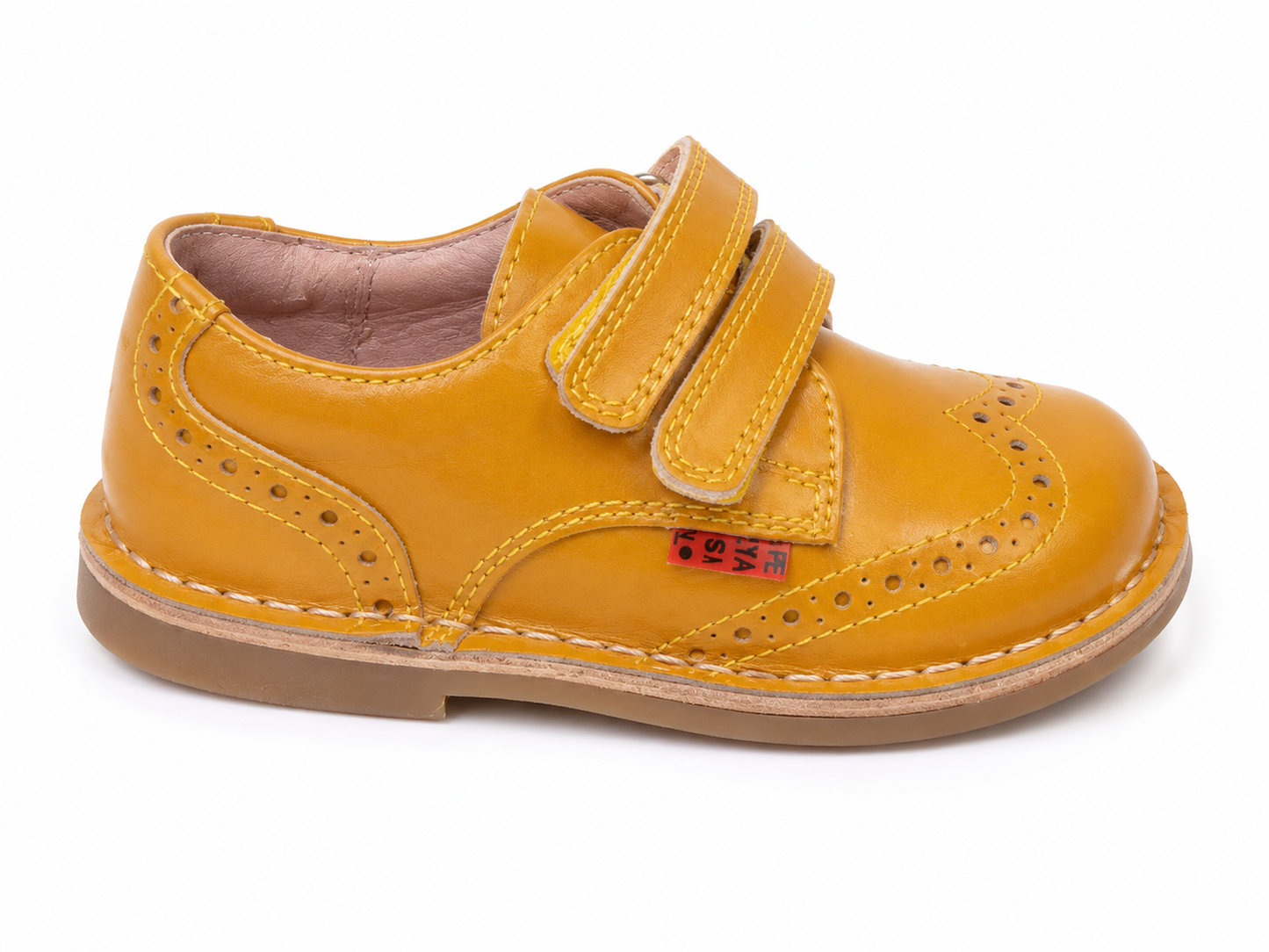 Petasil Childrens Kids Anthony Leather Brogue Shoes Yellow Patent
