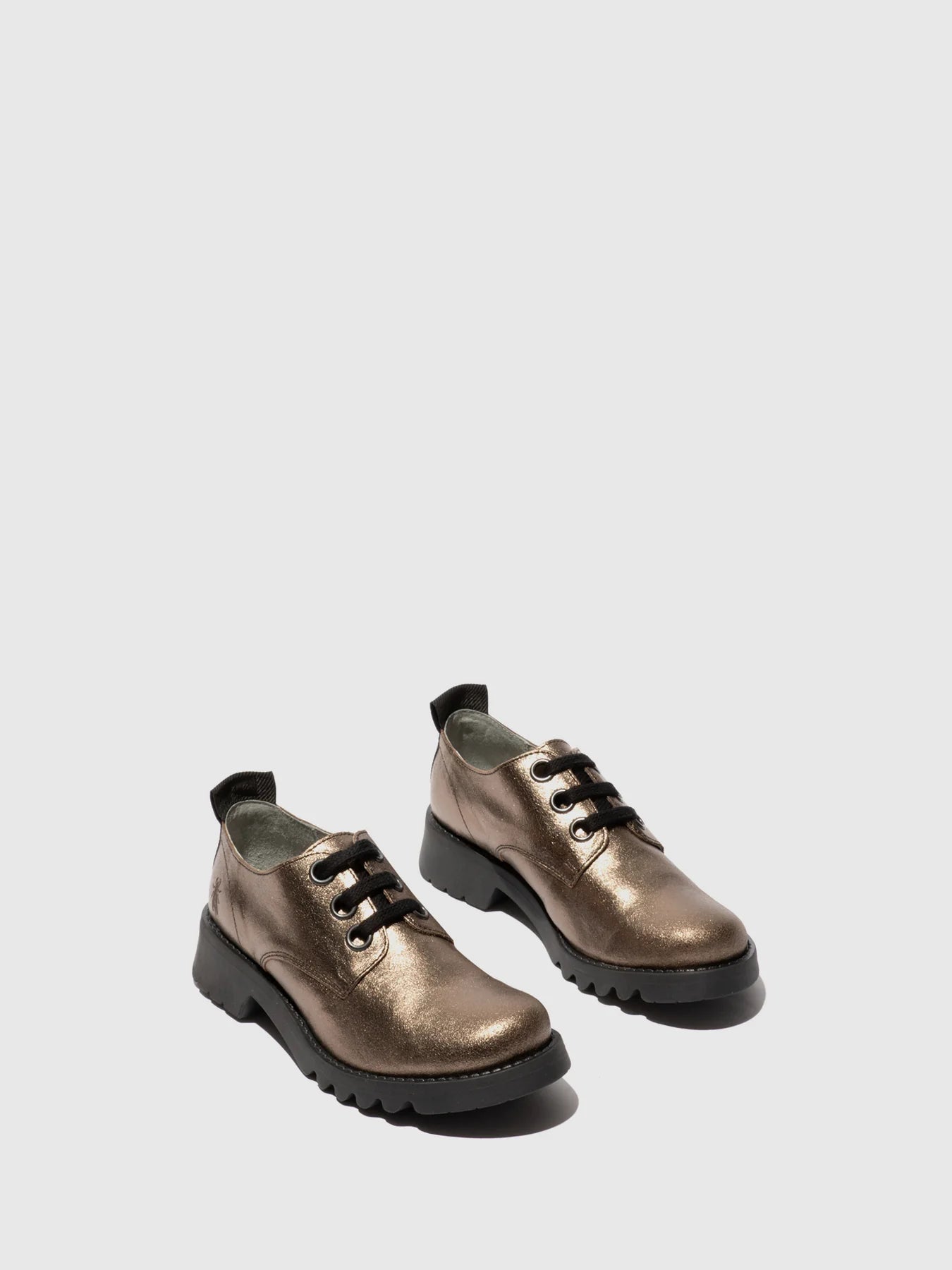 Fly London Women's RUDA538FLY Leather Lace-Up Shoes Dark Gold