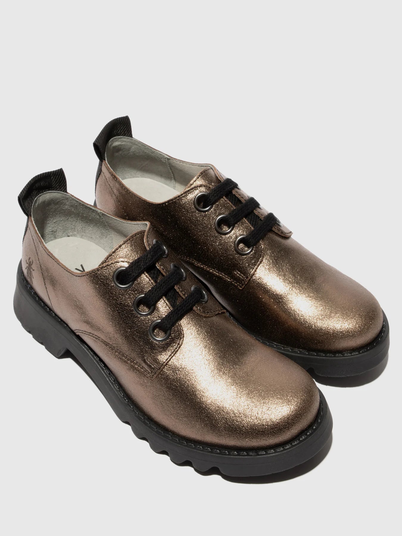 Fly London Women's RUDA538FLY Leather Lace-Up Shoes Dark Gold