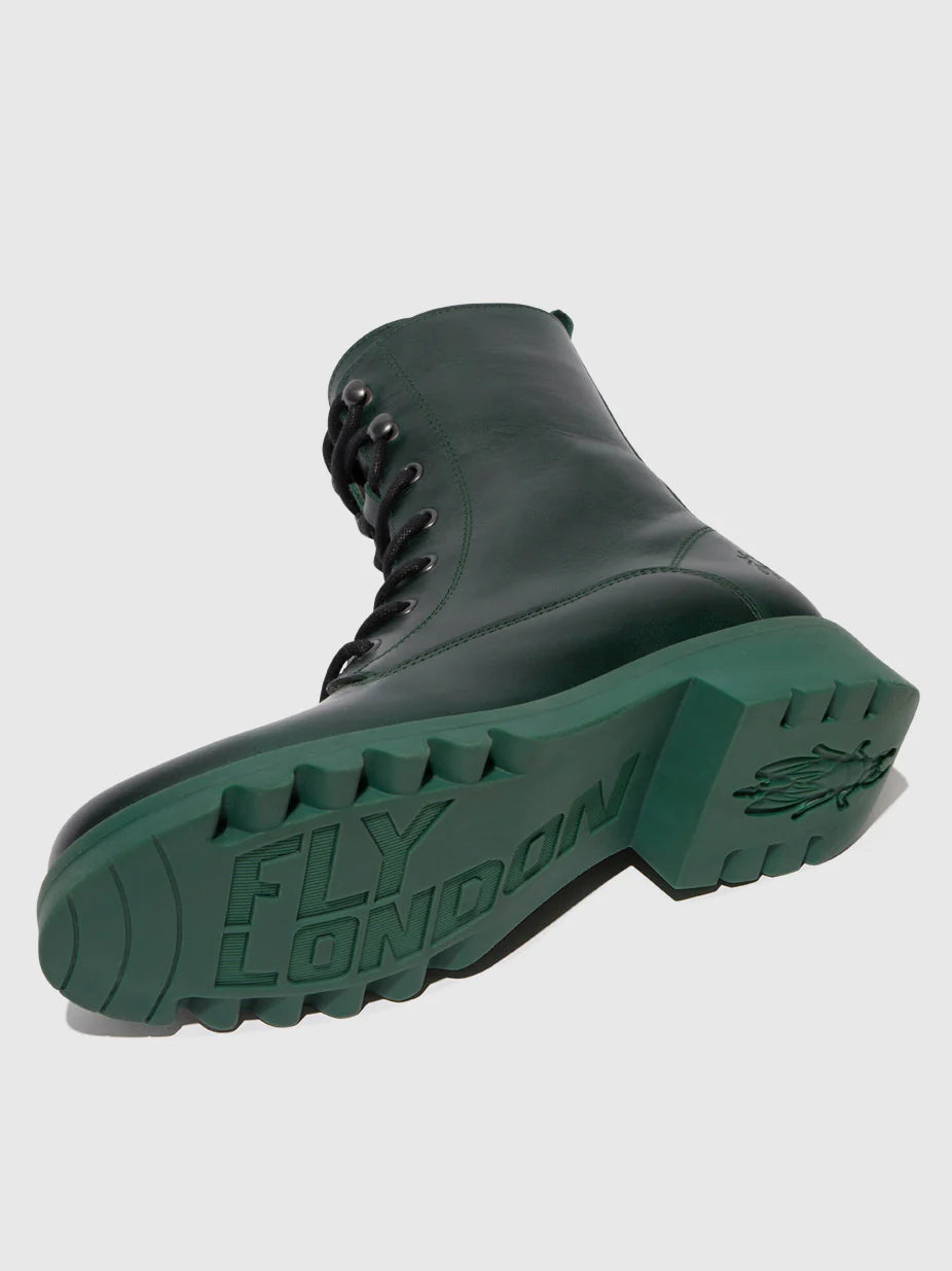Fly London Women's REID893FLY Leather Lace-Up Boots Petrol Green