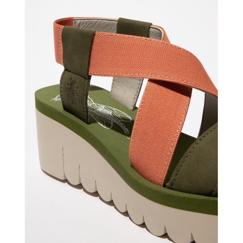 Fly London Women's YABI922FLY Sling-Back Sandals Army Green