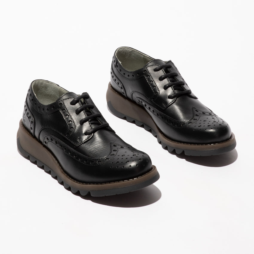 Fly London Women's SIIP362FLY Leather Lace-Up Shoes Black