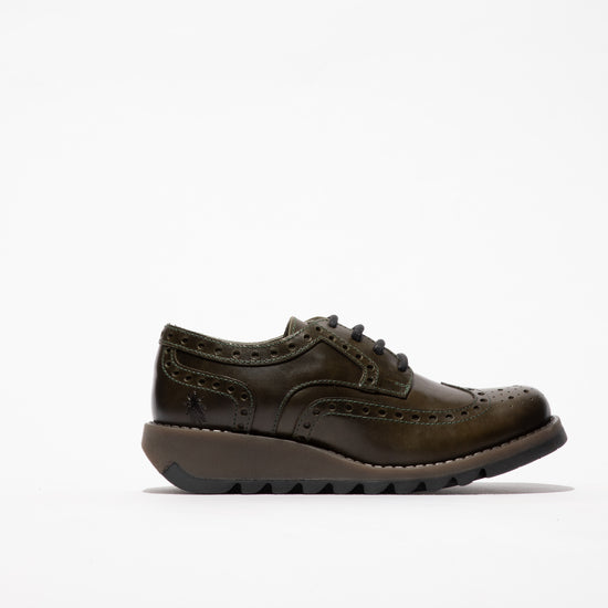 Fly London Women's SIIP362FLY Leather Lace-Up Shoes Diesel Green