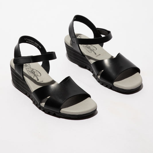Fly London Women's OLLA446FLY Leather Sling-Back Sandals Black