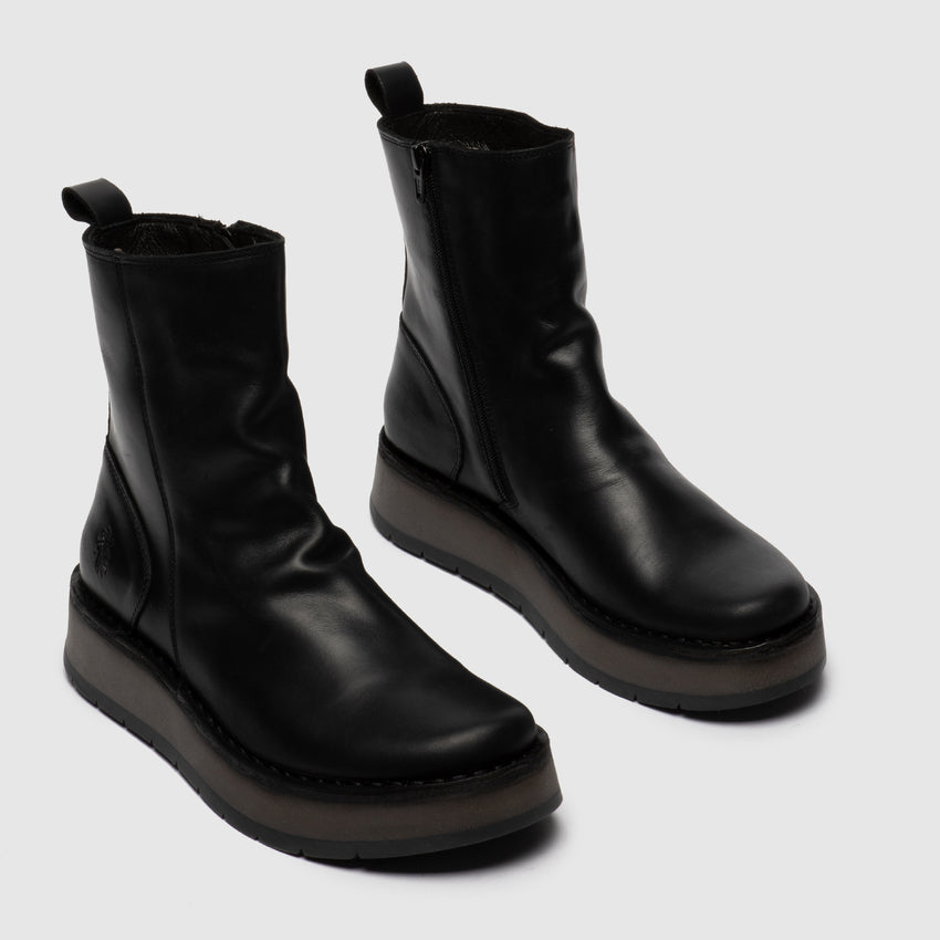 Fly London Women's RENO053FLY Leather Ankle Boots Black