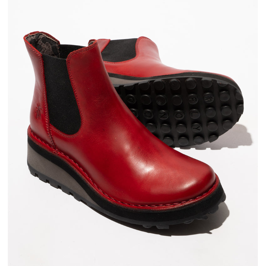 Fly London Women's HUUD148FLY Leather Chelsea Boots Red